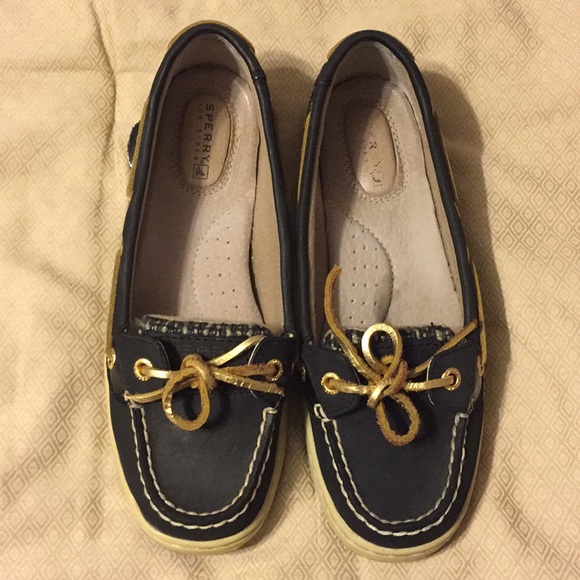 Sperry Top Sider Black, Gold and Tweed- Size 6M - Picture 3 of 4